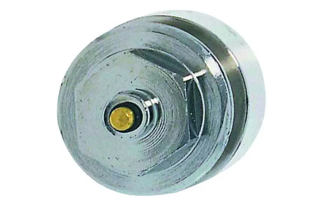Adapter für Heizungsanlagen, silberfarbener Metallkörper mit zentralem Anschluss. Für den Einsatz mit IMI Hydronic Engineering Produkten geeignet.